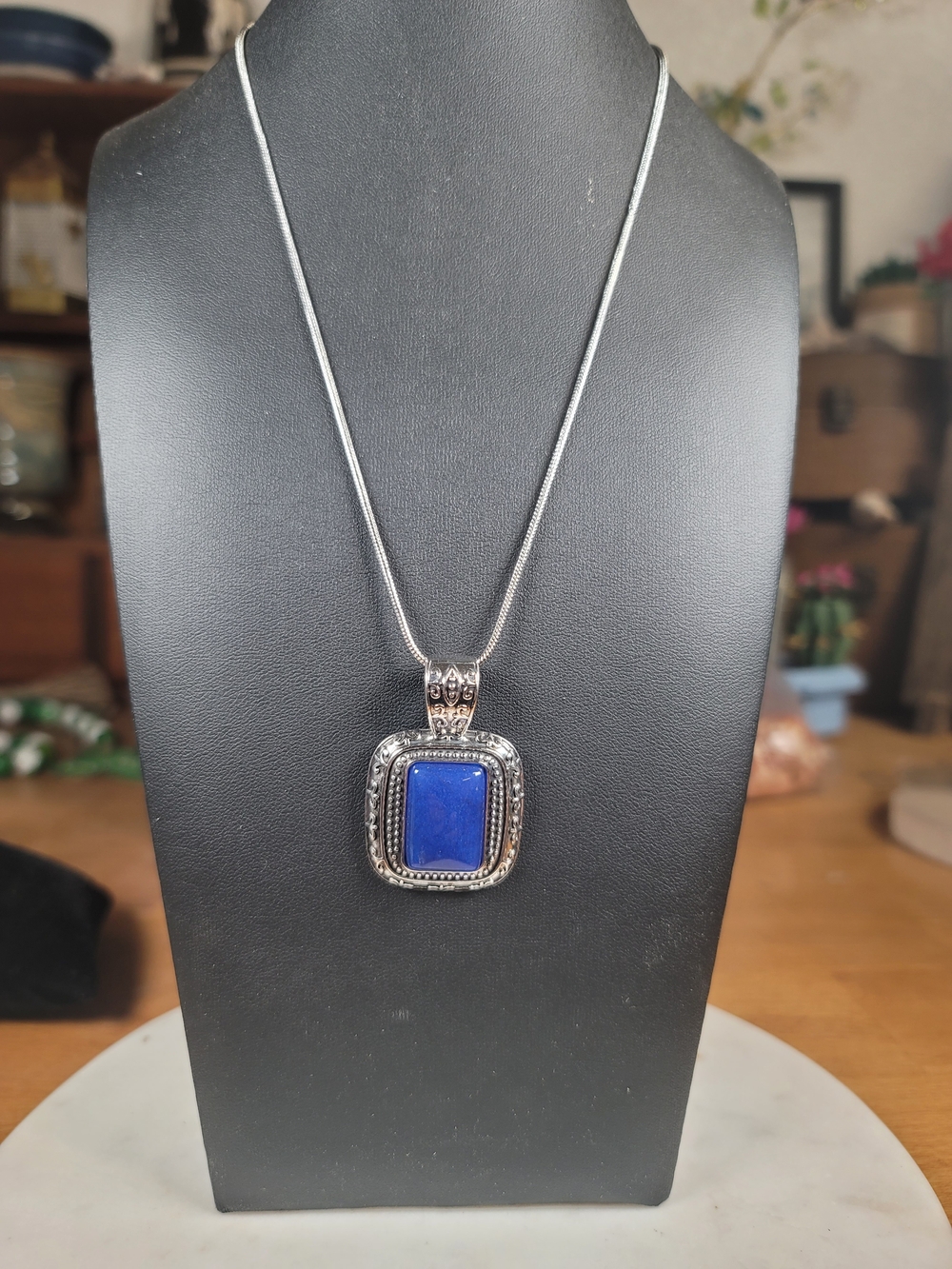 paparazzi Silver-Tone Necklace with Blue Pendant